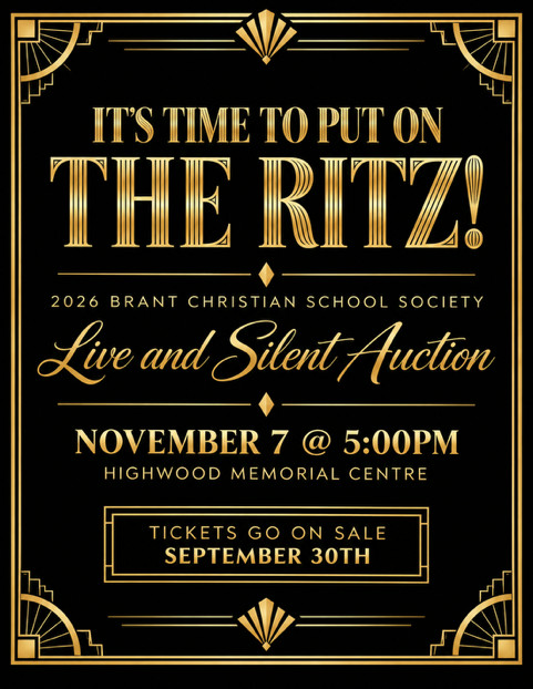 Brant Christian School Society Auction Announcement Poster 2026